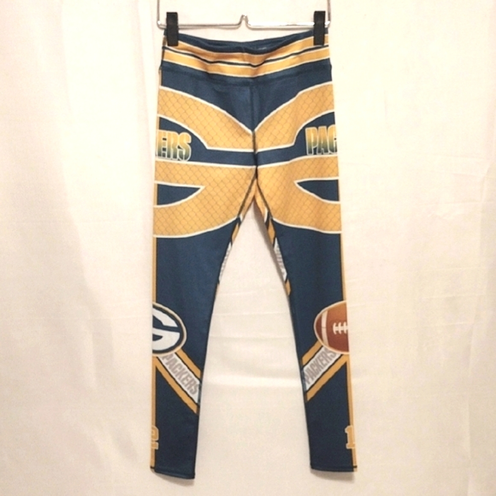 Green Bay Packers Inspired Leggings Women’s Small Activewear Stretchy Yoga Pants